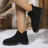 2025 Winter Women Short Plush Warm Snow Boots Casual Shoes New Suede Fur Chelsea Ankle Boots Flats Platform Ladies Shoes Botas