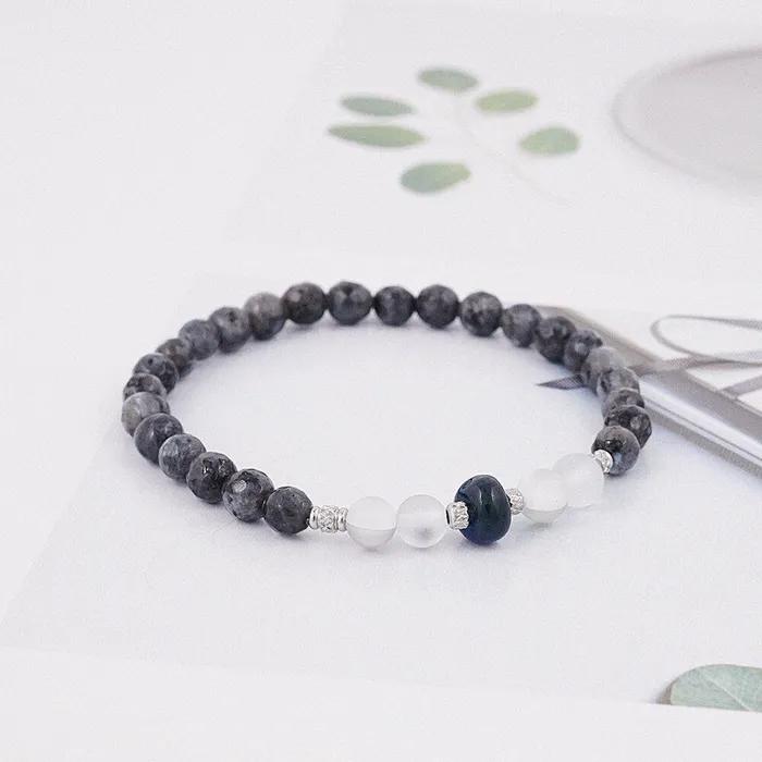 Jinnamok Rondelle Moonstone Point Gray Jade Gemstone Bracelet (C2501AC1253_GR)