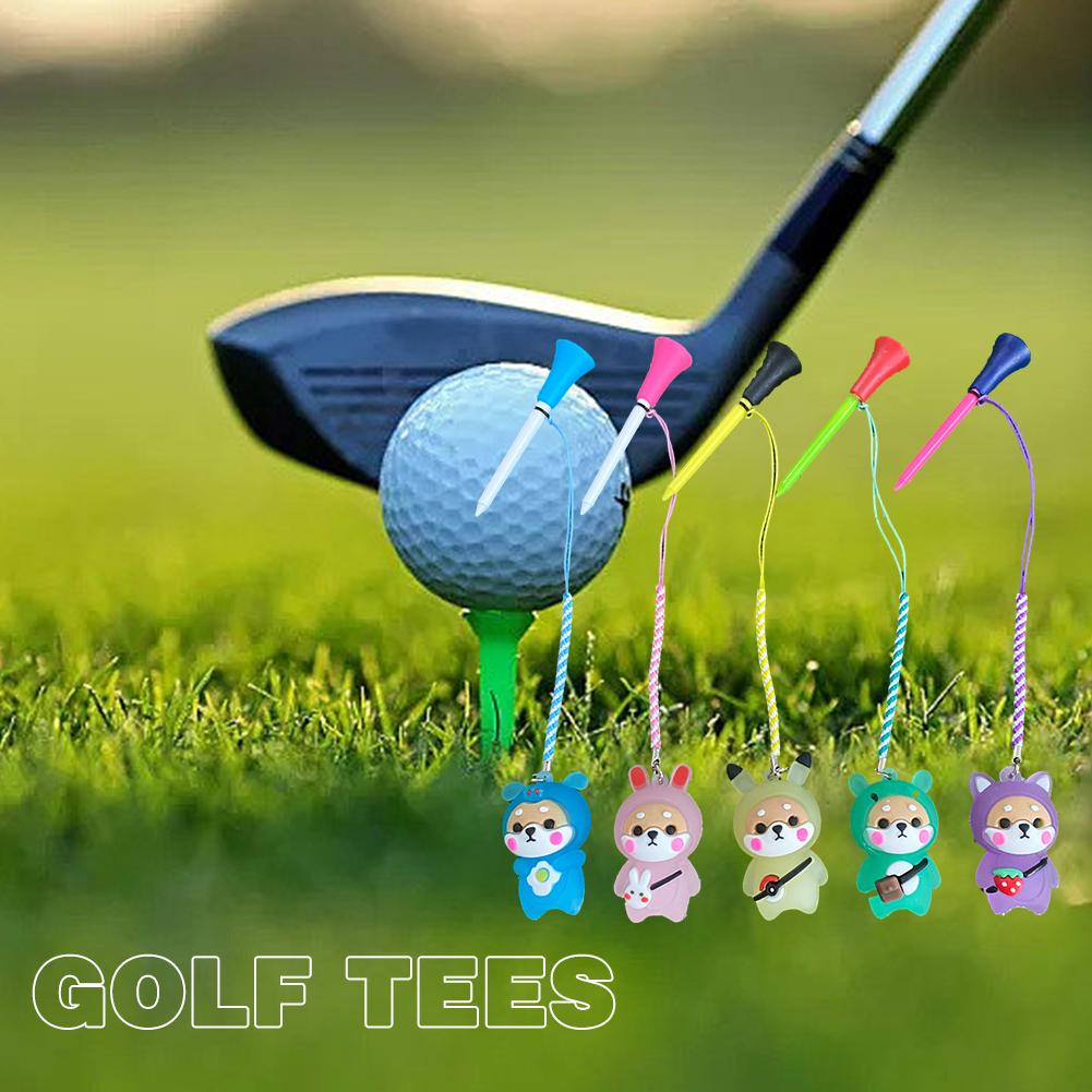 1PC Golf Tees with Glowing Light Random Color, Cute Cartoon Doll Design Golf Ball Holder, Prevent Loss for Golf Training