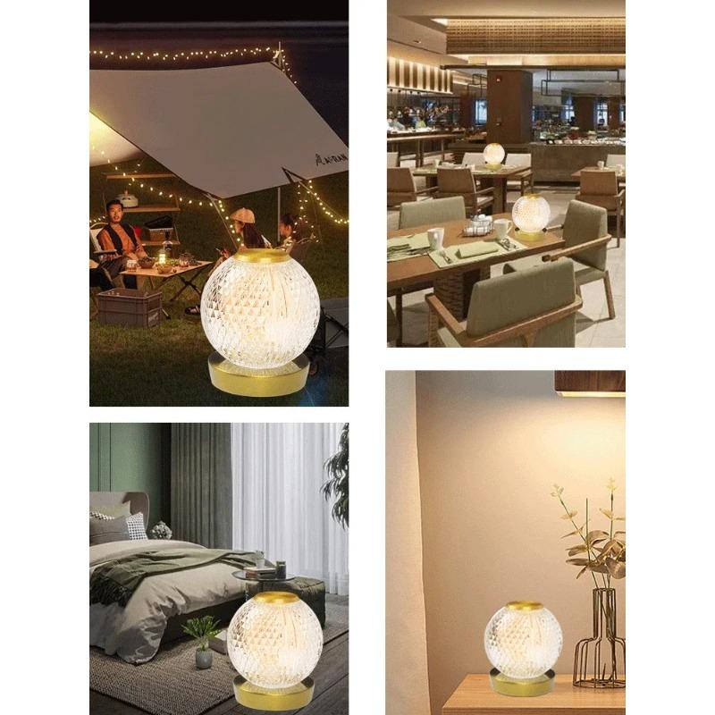 Creative Acrylic Spherical Table Lamp Bedroom Bedside Dimmable Night Desk Rechargeable for Bedroom Bar Restaurant Coffee Shop