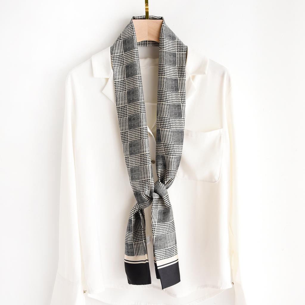 Thin and Narrow Long Small Silk Scarves Women's Foreign Style Fashionable and Versatile Sunscreen Silk Scarves Spring and Summer Scarves Scarves