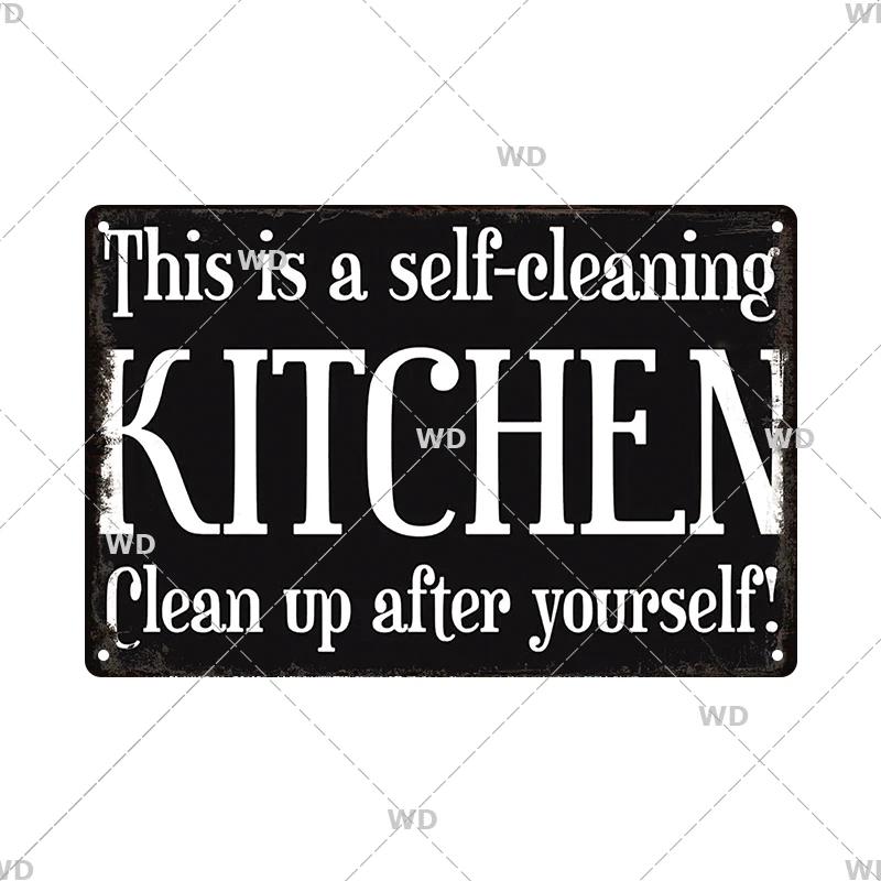 Retro Plåtskylt Köksregler Mat Järnmålning Väggkonst Metall Vintage Plakett Metallaffischer för Hus Hem Matsal Dekor