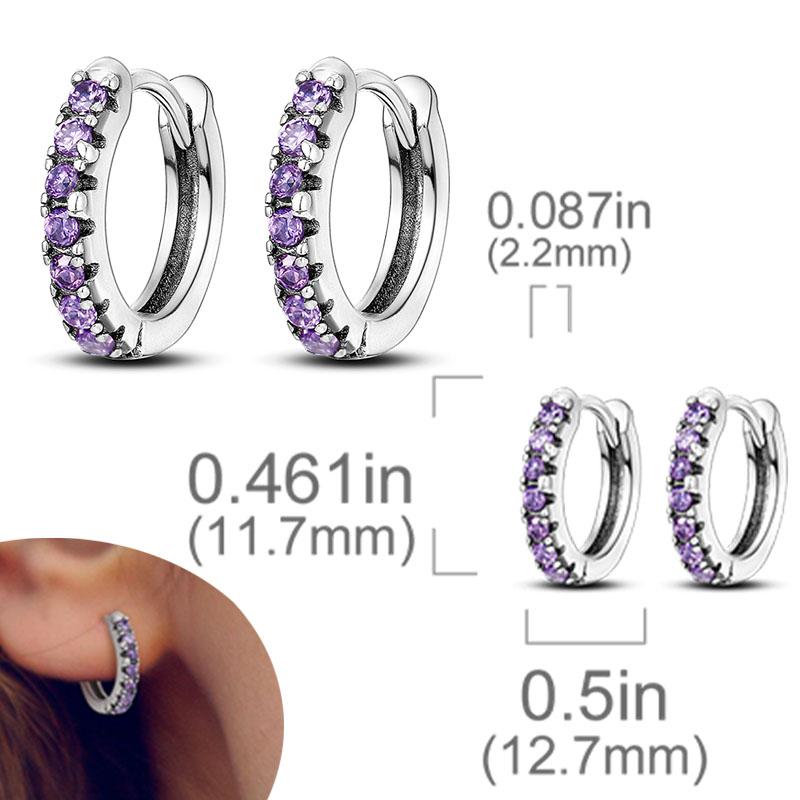 Original 925 Silver Hoops Earrings Zircon Pave Colourful Hoop Earrings For Women Fashion Jewelry Gift