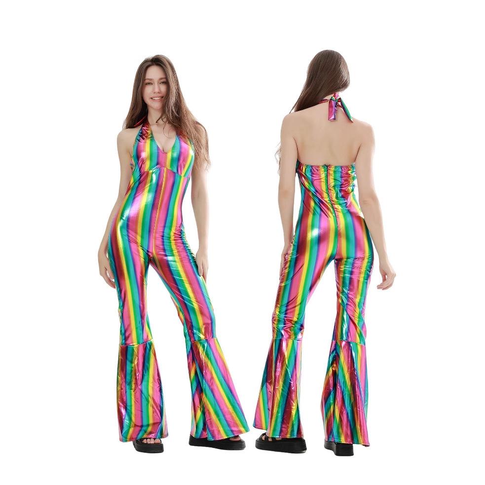 70er Jahre Disco Kostüm für Damen - Retro Europäischer & Amerikanischer Stil Halloween Bühnenoutfit