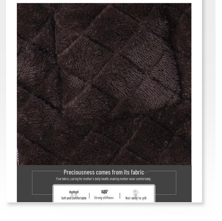 Floral Hooded Velvet Cotton Jacket for Middle-Aged & Elderly Women - Warm Winter Coat