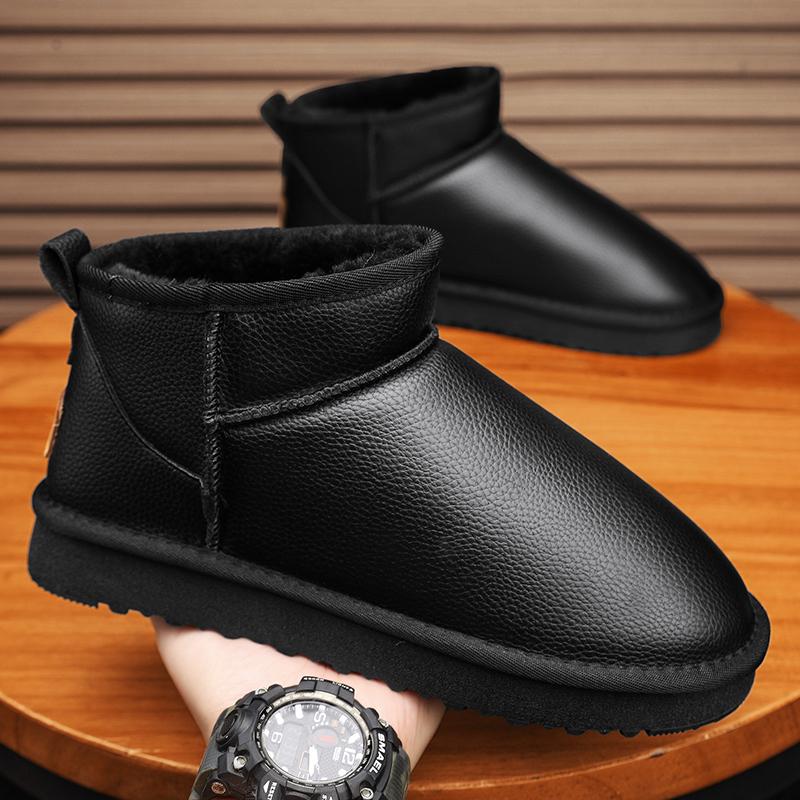 

Модная обувь PARZIVAL для мужчин, зимняя модная нескользящая хлопковая обувь, мужские утолщенные кожаные водонепроницаемые повседневные зимние ботинки, черные теплые ботинки 42 чёрный