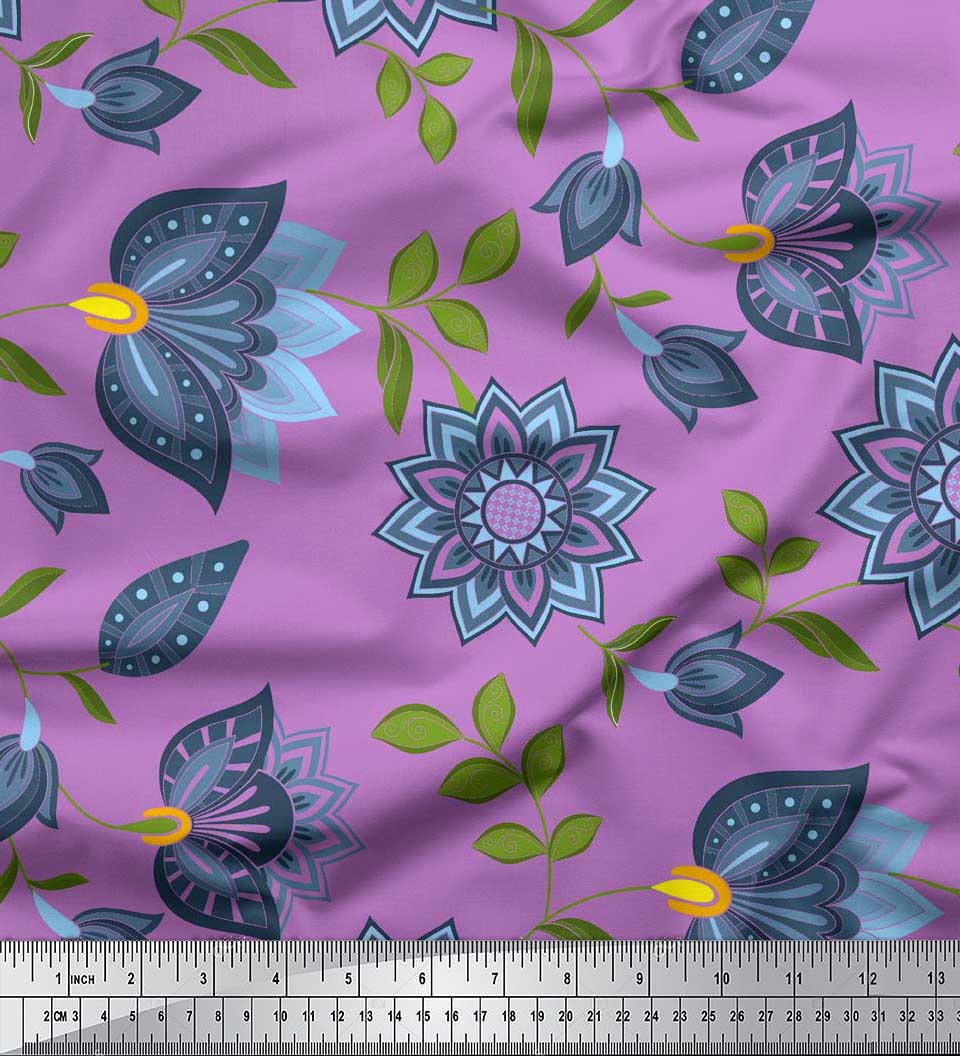 

Японська креп-атласна тканина Soimoi, листя та квітковий художній декор, друковані метри 42 дюйми 42 Inch Wide - Poly Crepe рожевий