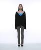 PARTIMENTO WOMEN Pwc Oversized Deep V-Neck Knit Top_Black