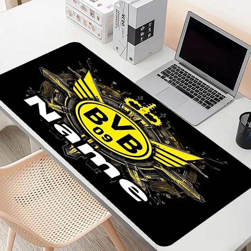 Custom Name Personalized Borussia Dortmund Pattern Mousepad, Laptop PC Desk Mat, Decorative Desk Mat for Home Keyboard Pad Gift