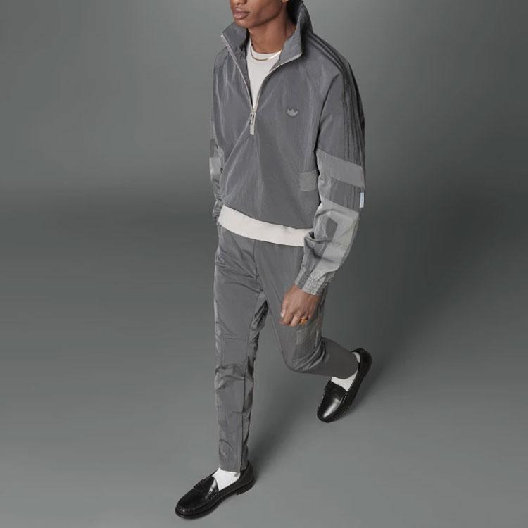 Adidas Originals Trefoil Blue Version Series Casual Half-Zip Stand Collar Jacket Men Jacket Grey HD2233