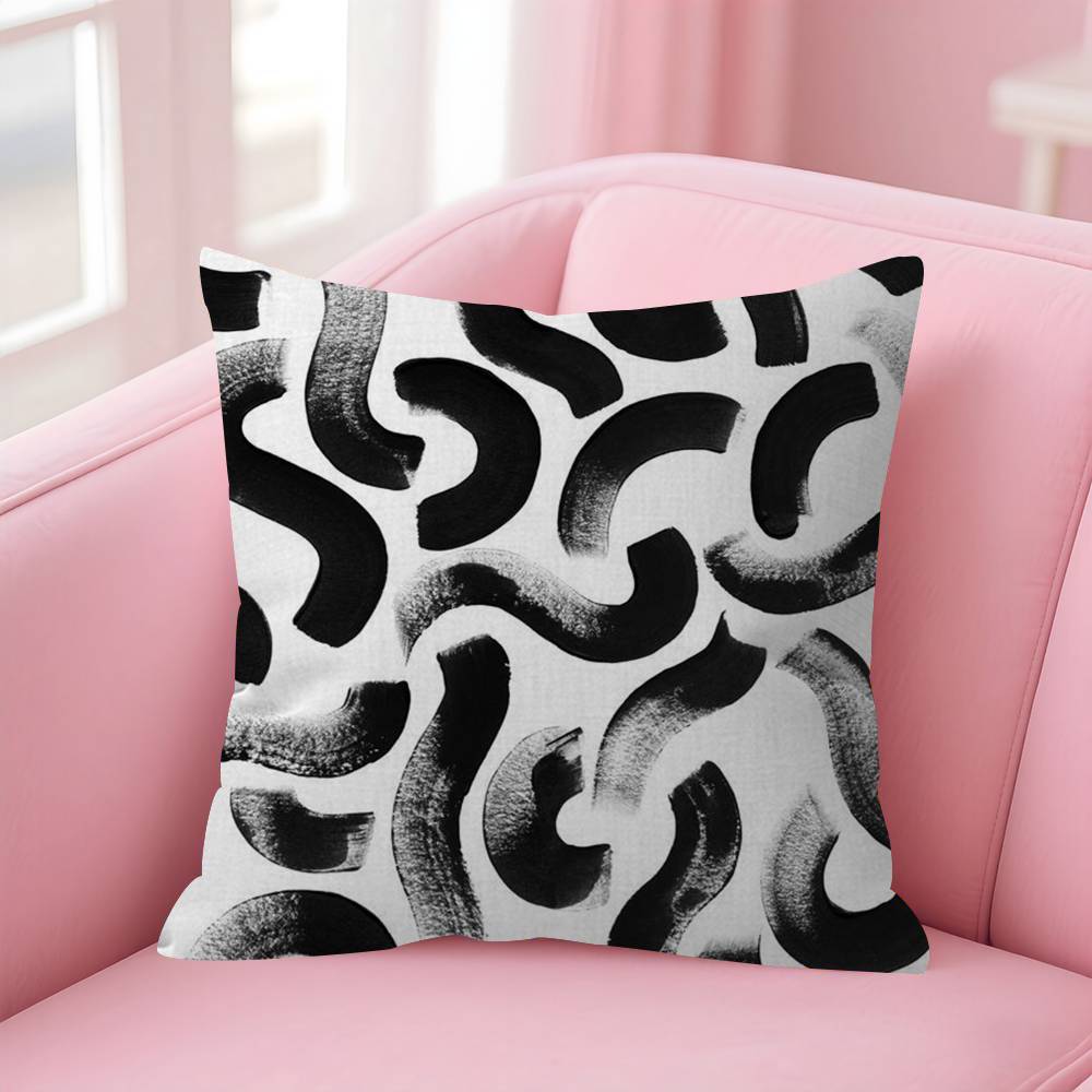 Black White Striped Geometric Rectangle Cushion Cover Polyester Sofa Cushions Decorative Throw Pillows Decoration Pillowcover