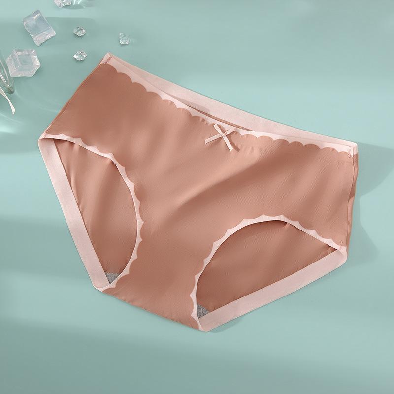 Ice Silk Pants Women's Graphene Pure Cotton Crotch Mid Waist Tight Women's Shorts Student Girls' Breathable Traceless Triangle Pants