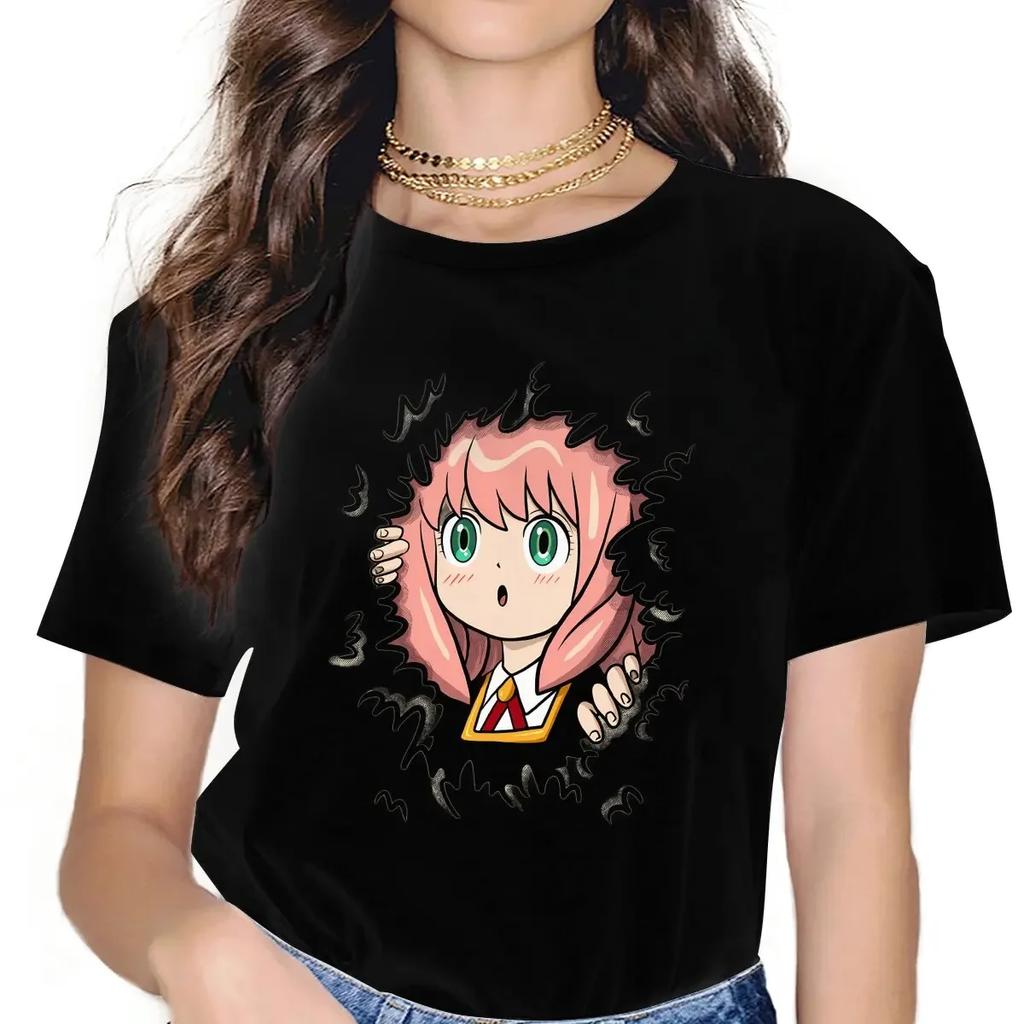 Anya Cute Anime Spy×Family Women T Shirt Fibre Fashion O-Neck Polyester TShirt
