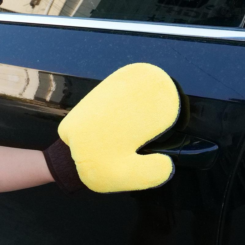 Soft Double-Sided Fleece Microfiber Car Washing Gloves Chenille Drying Cloth Thickened Cleaning Glove For Car Body Window Tire