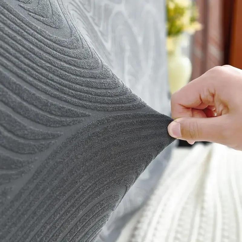 1 PC Splash Proof Headboard Cover Wave Pattern Headboard Cover Knitted Elastic Jacquard Bedside Cover for Bed In Bedroom