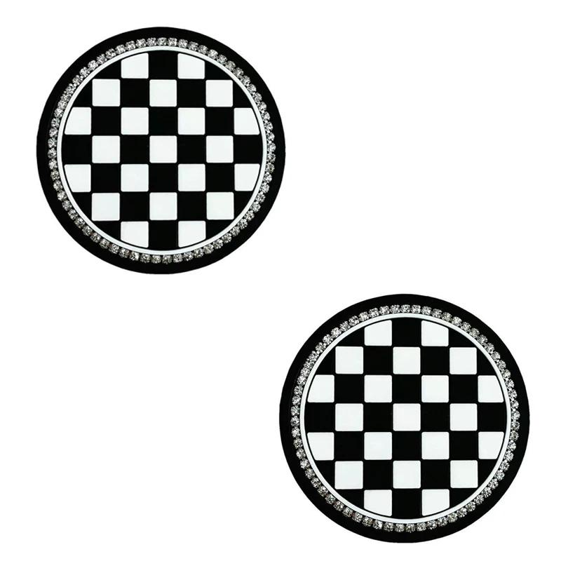 

2Pcs camellia Auto Car Cup Holder Coasters Silicone Anti-Slip Bling Crystal Drink Car Cup Mat