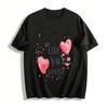 Love You Forever Watercolor Heart Print Casual Couple T-Shirt Pure Cotton T-shirt