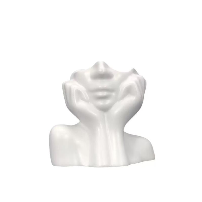 

1PC Face Shape Makeup Brush Holder - Beauty Makeup Storage Box, Female/Woman Face Design Lightweight and Portable Storage Box білий