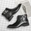 Fashion New Handmade Men's Business Ankle Boots Pointed Toe Dress Botas British High Top Leather Shoes Slip-On Casual Male Chelsea Boots