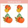 Playful Fun And Alloy Pumpkin Earrings With Cartoon Design For Halloween Celebrations Women For