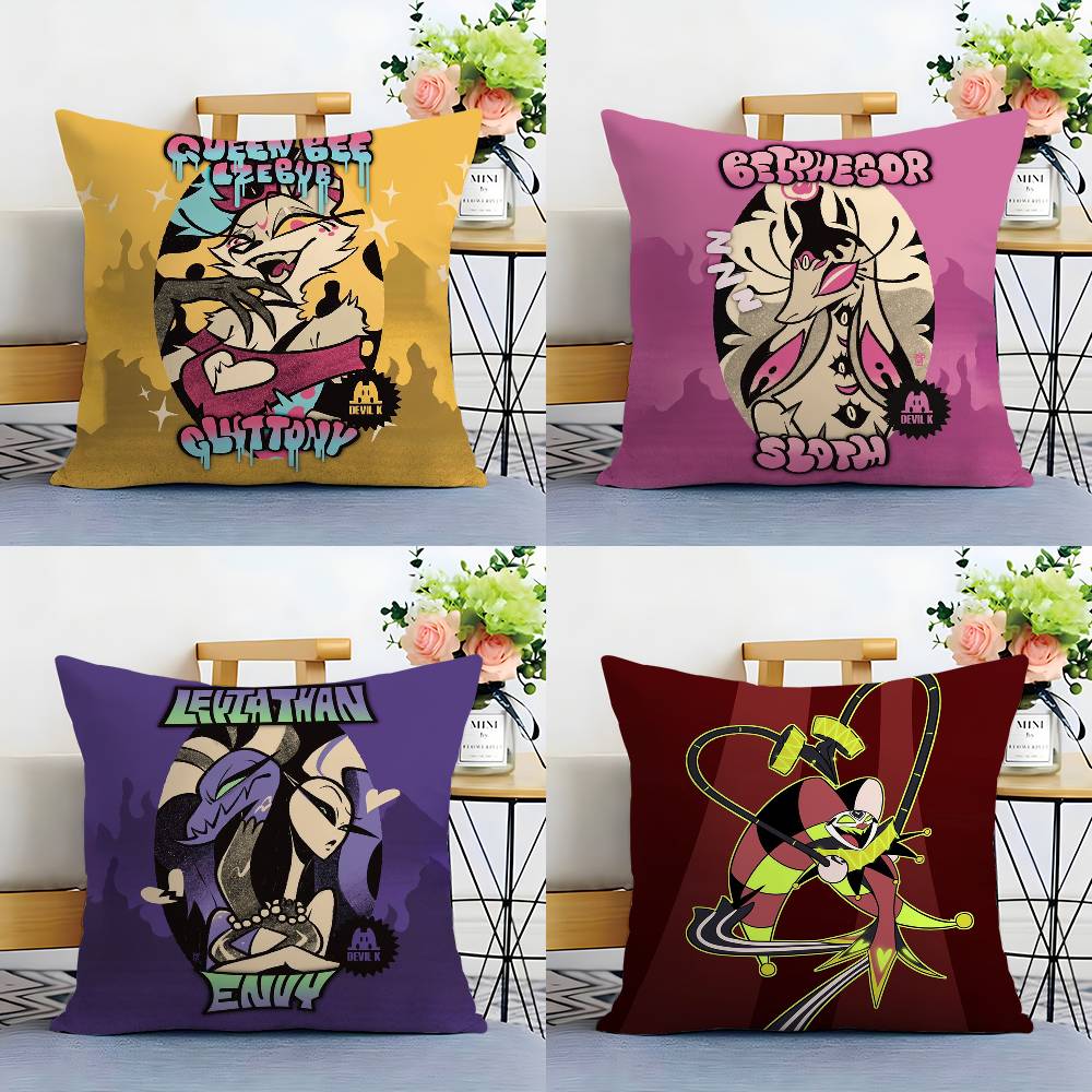 Anime H-HelluvaS B-Boss Pillow Case Sofa Short Plush Double-sided HD Printing Room Home Office Gift Cushion Cover