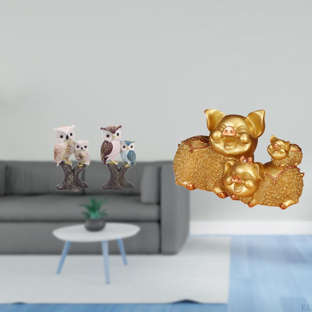 Pig Figurine Realistic Animal Sculpture Desktop Decoration for Indoor Office Living Room Party