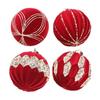 4pcs Red Green Christmas Velvet Balls Pendant Painted Christmas Tree Ornaments  Home New Year Gifts