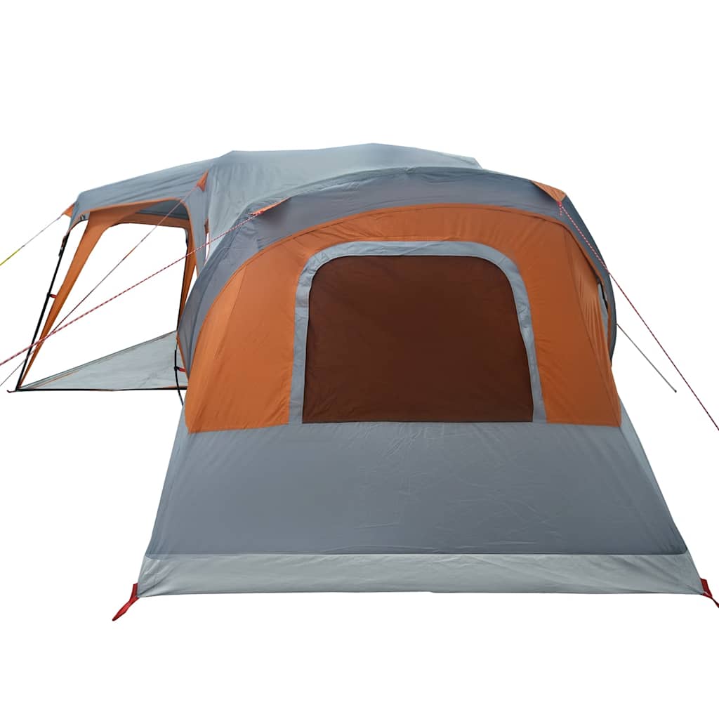 Family Tent with Porch 9 Person Capacity Grey and Orange Waterproof