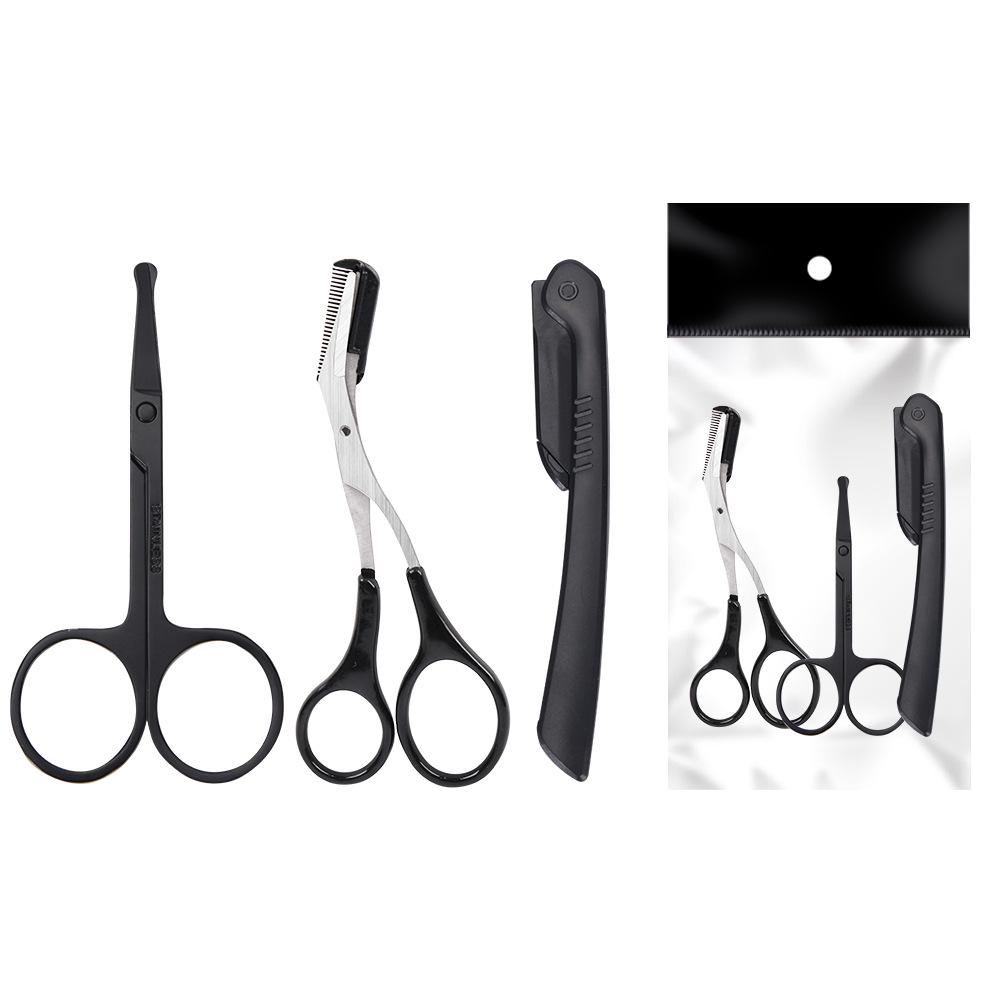 

Набор бритвы и расчески для бровей - Включает макро-бритву, ножницы с круглыми кончиками для удаления волос в носу, лезвие из нержавеющей стали для подравнивания бровей и макияжа.