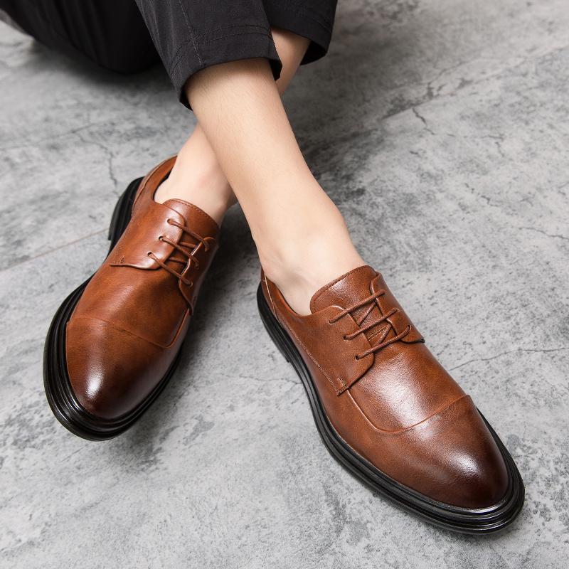 Men’s British Style Brogues Formal Business Leather Shoes Men Tuxedo Party Dress Shoes Plus Size