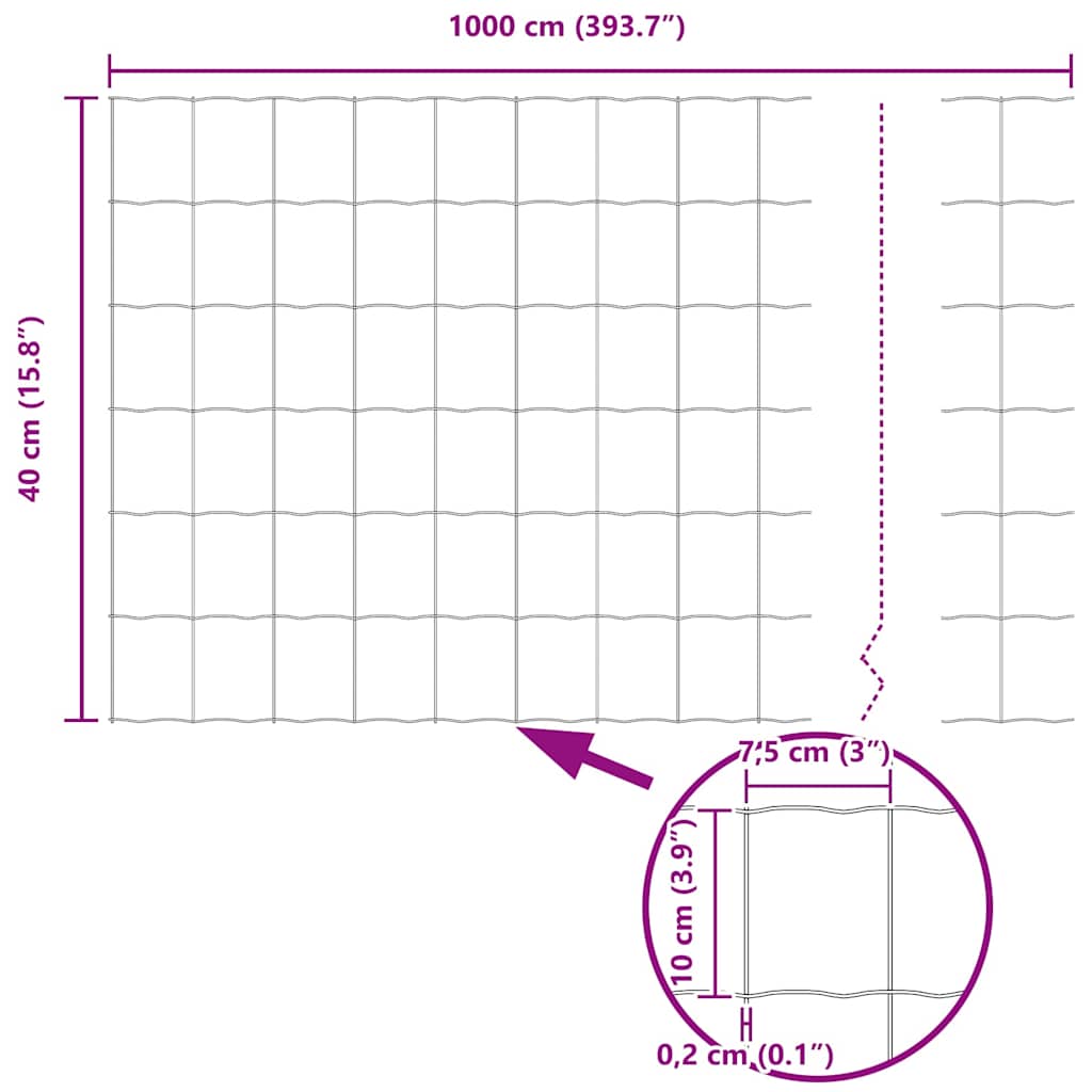 Euro Fence 0.4 X 10 M PVC Coated Iron