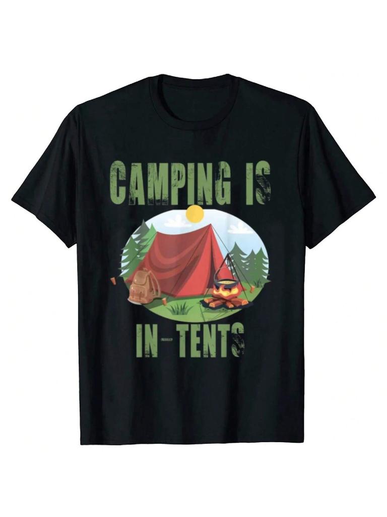 Funny Camping Graphic T-Shirts Men unisex's Fashion Casual Tshirt 100% Cotton Loose Oversized Happy Camper Gift T Shirt