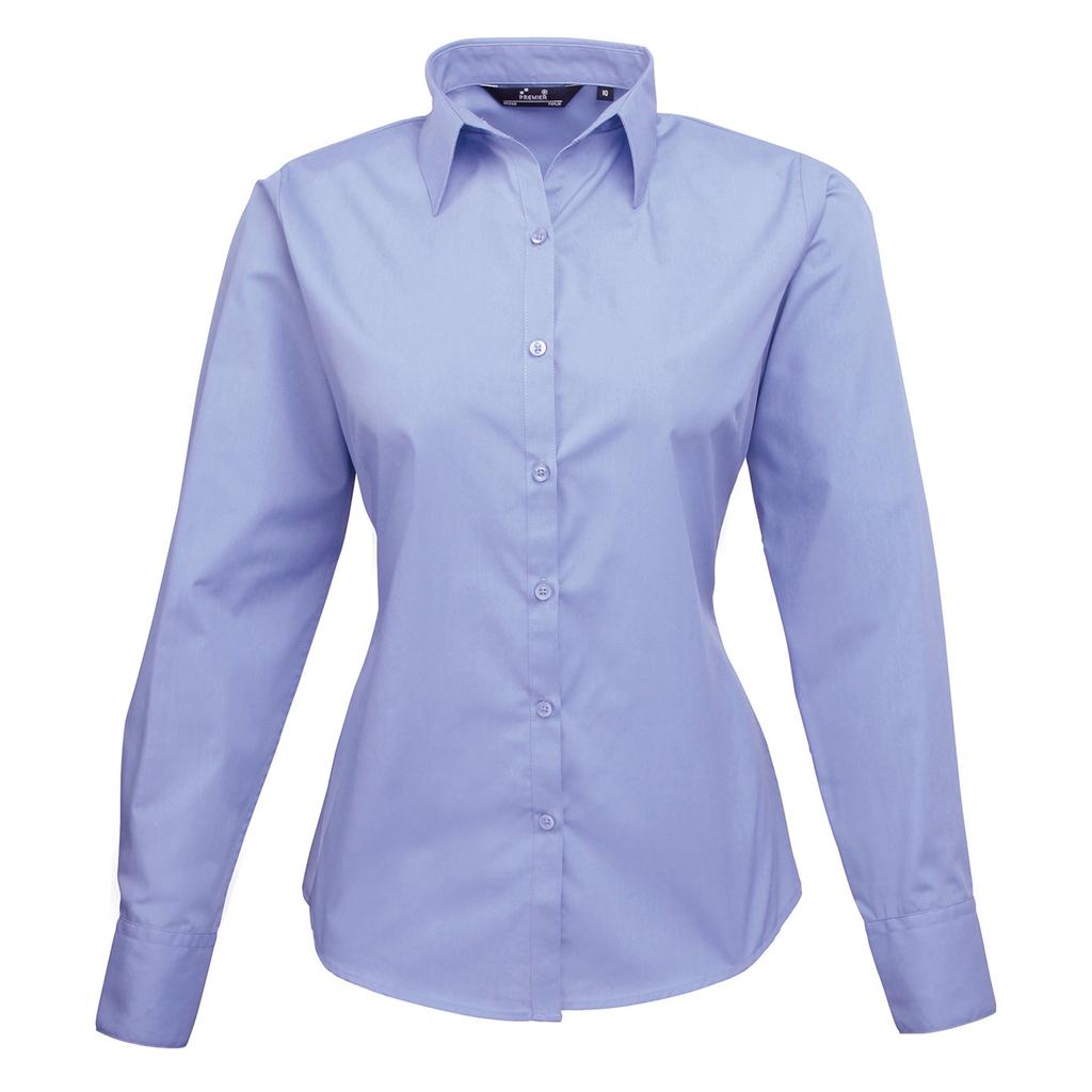 Premier Womens/Ladies Poplin Long-Sleeved Blouse