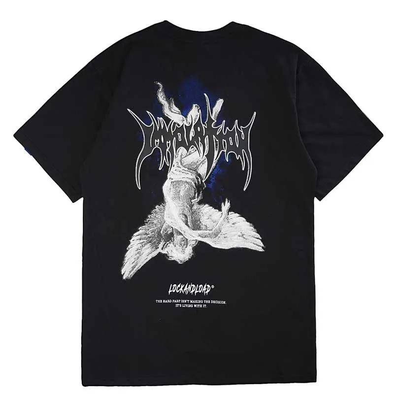 Harajuku Art Fallen Angel Mens T-shirt Summer Women O-Neck Streetwear Tshirts Tops Short Sleeve Top Male Vintage Y2k Clothes