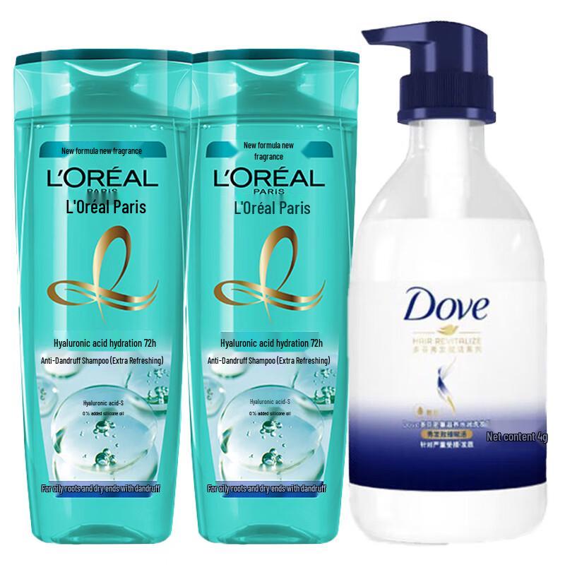 Daily Care Duo: Dove Nourishing Shower Milk & L Oreal Anti-Dandruff Shampoo