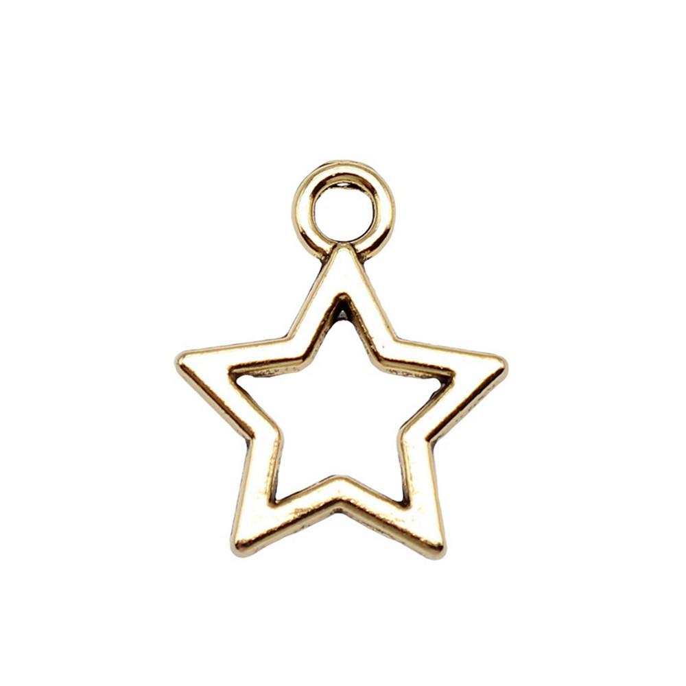 Nested Star Charms Multi Color Alloy Pendants For Double Star Themed Jewelry