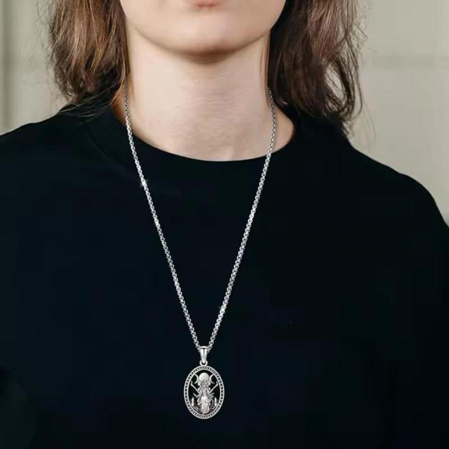 Witch Hecate Necklace Stainless Steel March Witch Goddess Pendant Box Chain Daily Match Jewelry