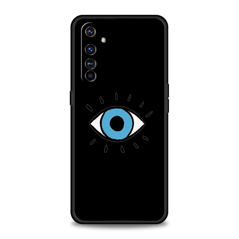 Lucky Eye Blue Evil Eye Print Phone Case For Realme 10 9 8 5G 7 6 GT2 Pro Plus 9i 8i C21 C11 C25 C35 GT Neo 2 3 3T Black Cover