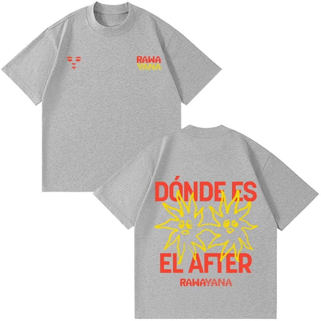 Rawayana "¿Dónde Es El After?" Black Cotton T-Shirt with Front Logo and Back Album Art Print T-shirts