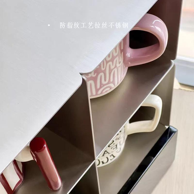 Coffee Cup Storage Display Stand Stainless Steel Retro Bath Bedroom Cosmetics Organization Rack Luxury Creative Home Accessories