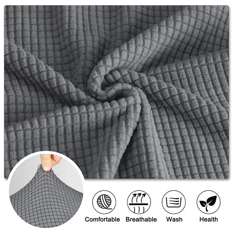 Jacquard Dining Chair Cover Elastic Chair Covers Solid Color Seat Slipcovers Universal Size For Dining Room Kitchen Home Decor