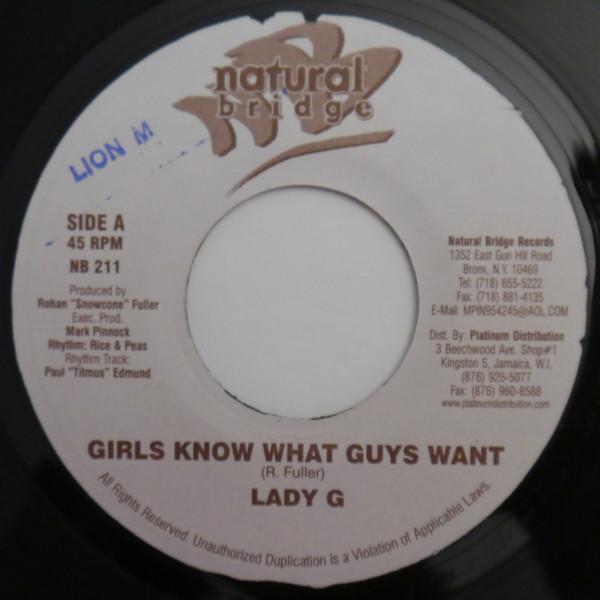 7inch Record LADY G / SINGER J - Girls Know What Guys Want / Young G NB211 Natural Bridge 2001 Jamaica Reggae, Ska & Dub Used