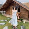 Blue Lace Suspender Floral Dress Children's Summer New Temperament Beautiful Seaside Vacation Dress