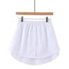 Korean Style Midi Skirt with White Trim Fake Shirt Hem, Twill Base