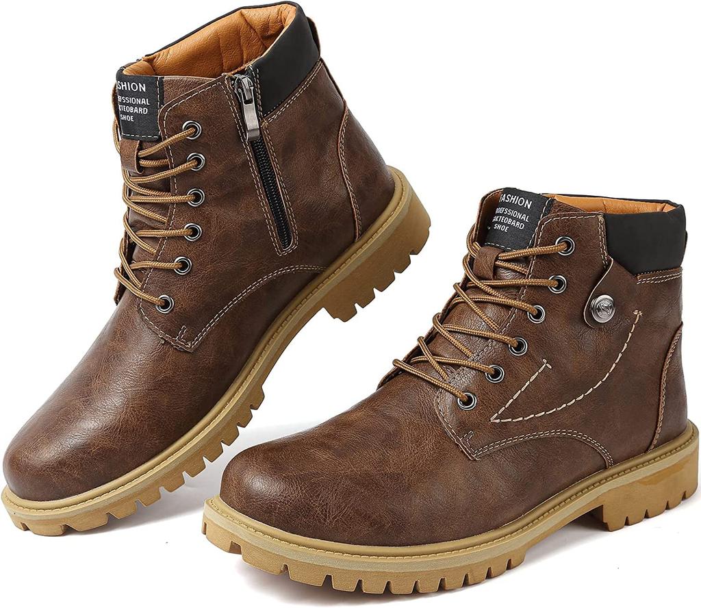 Maxome Side Zipper Boots for Autumn and Platform Work Engineer Waterproof Short Ankle Boots Men's High-Top Winter, Boots, Lace-Up Boots, Boots,