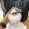 Cute Big Eyed Doll Pompom Keychain Real Fox Fur Bag Charm for Women Bag Key Ring Fine Jewelry Accessories Kids Girl Gift