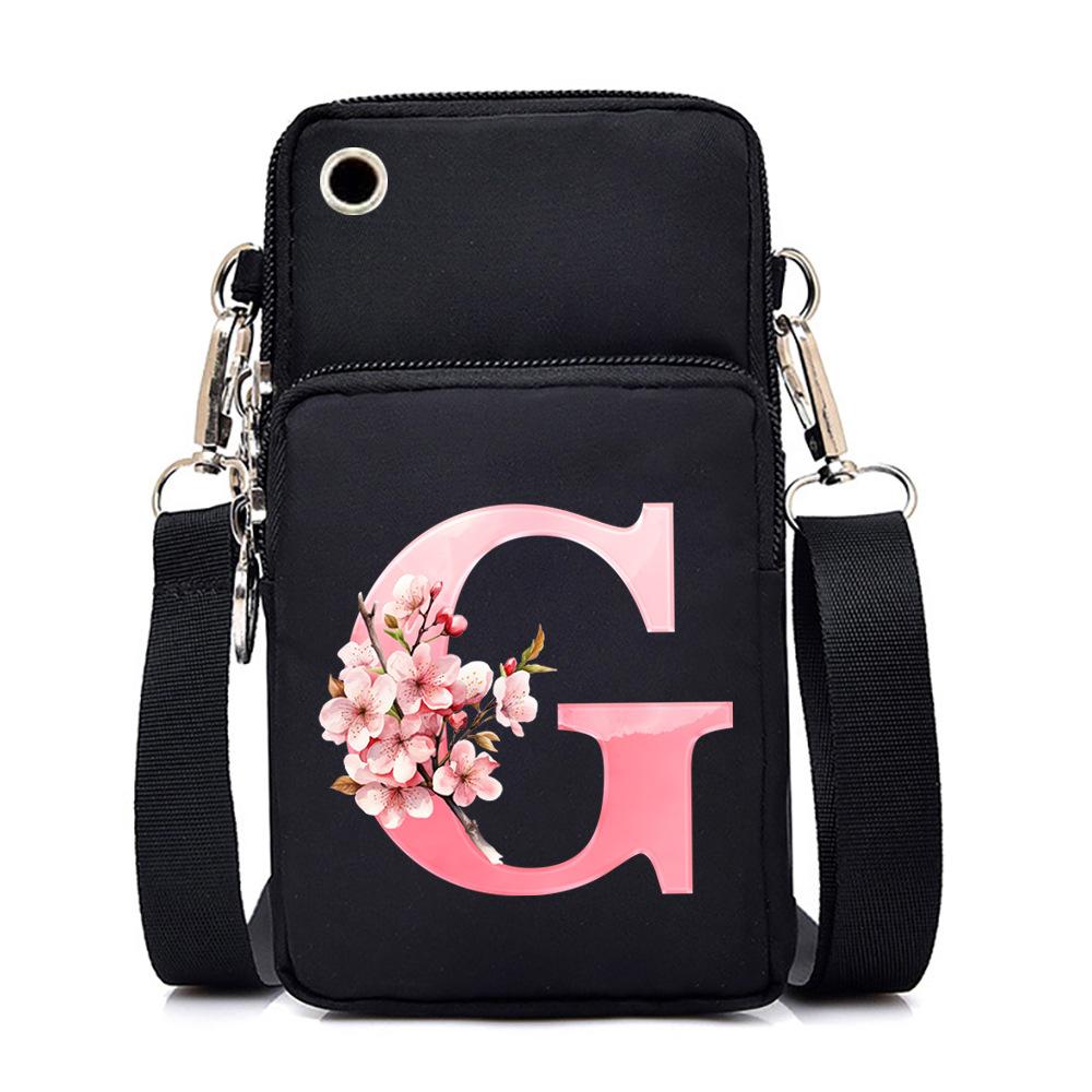 2024 Mobile Phone Bag Women's Messenger Bag New Alphabet Letter Printing Black Shoulder Bag Change Bag