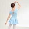 Abbigliamento Cotone Bambina Pratica Danza Ragazze Viola Manica Corta Costume Balletto Cinese