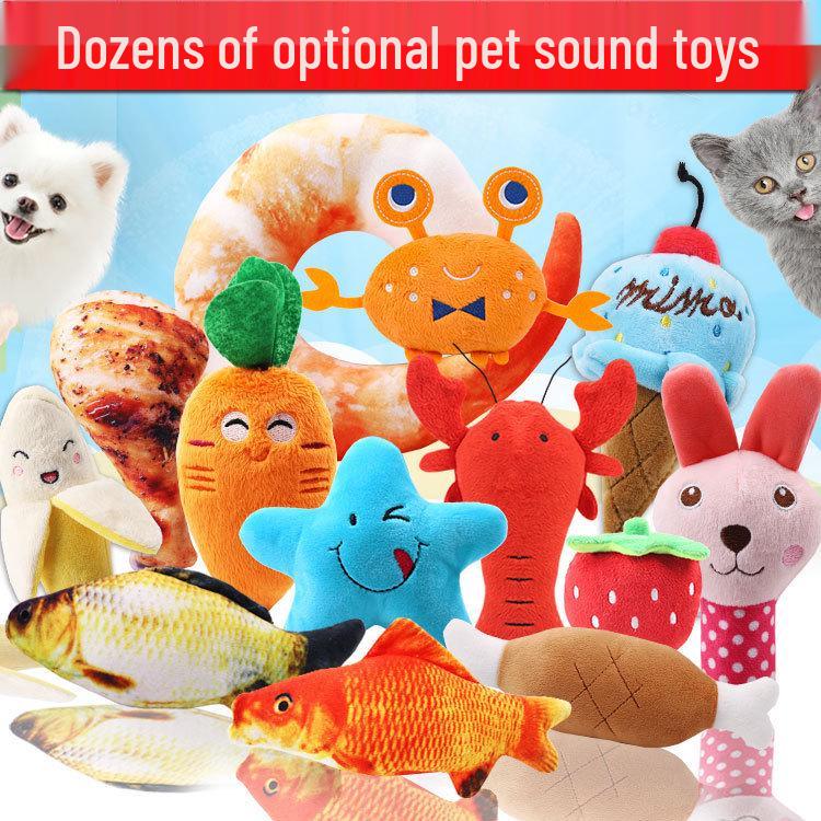 Peluche Bulldog Francese con Palla Squeaky e Giocattolo con Corda per Gatti e Gattini - Resistente al Morso, Design Cartoon Frutta