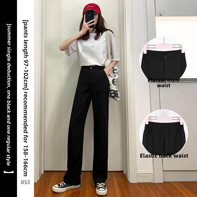 2023 Women's High-Waist Wide-Leg Slim Suit Pants – Stylish Spring/Summer Trousers